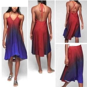 Athleta Red and Blue Backless Dress